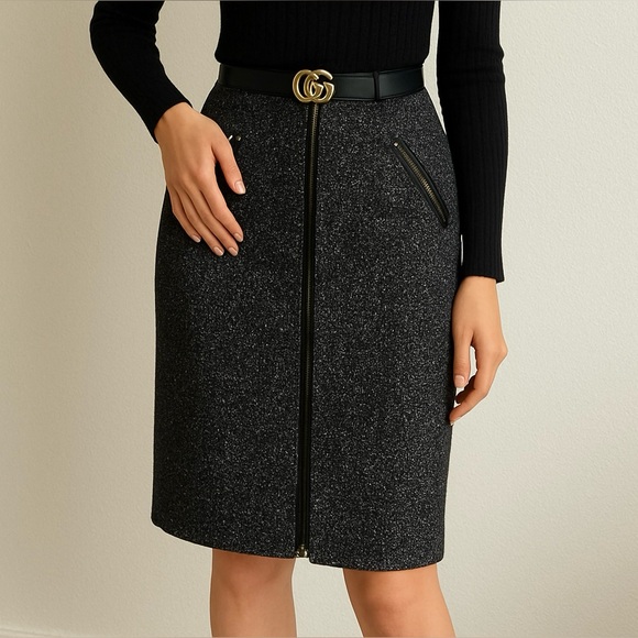 ARMANI COLLEZIONI Black Monochrome Sequin Tweed Pencil Skirt Sz 44 US 8 - Picture 7 of 7